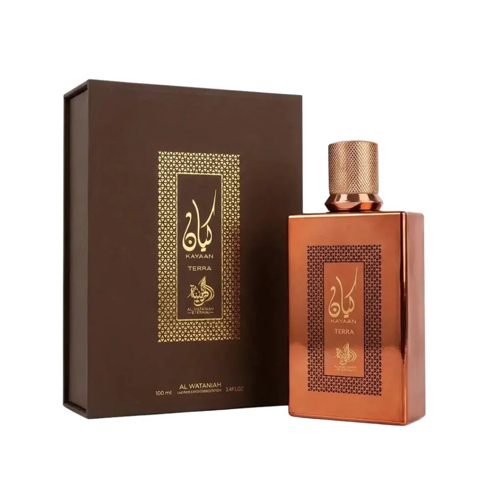 Al Wataniah Kayaan Terra (100ml) – Arabische Eau de Parfum, verpakking